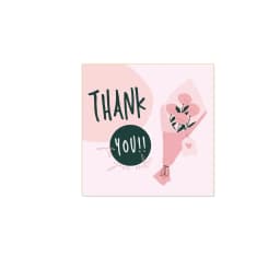 50PCS Thank You Cards Cartoon Flower Gratitude Labels Multicolor Greeting Postcards Event Ornament Home Decorations 6cm*6cm