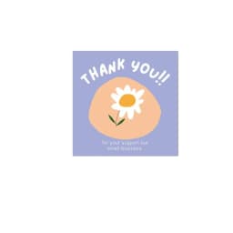 50PCS Thank You Cards Cartoon Flower Gratitude Labels Multicolor Greeting Postcards Event Ornament Home Decorations 6cm*6cm