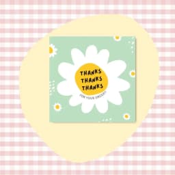 50PCS Thank You Cards Cartoon Flower Gratitude Labels Multicolor Greeting Postcards Event Ornament Home Decorations 6cm*6cm