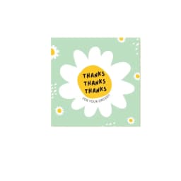 50PCS Thank You Cards Cartoon Flower Gratitude Labels Multicolor Greeting Postcards Event Ornament Home Decorations 6cm*6cm