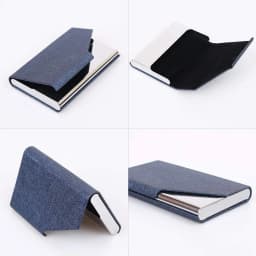 Metal Business Card Holder - Waterproof PU Leather Stainless Steel Card Case for Men and Women