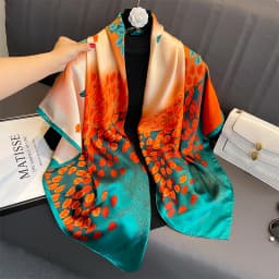 110x110cm Women Silk Square Scarf Hijab Female Design Print Lady Shawl Wraps Foulard Headbands Bufanda Large Bandana Luxury 2023