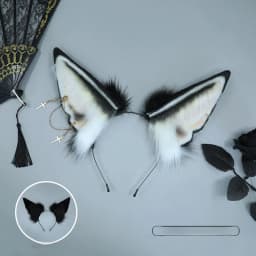 Simulation Cosplay Bearded Wolf Hair Hoop Plush Headwear Hair Accessories Furry Fluffy Halloween Party Beast Ear Hair Hoop