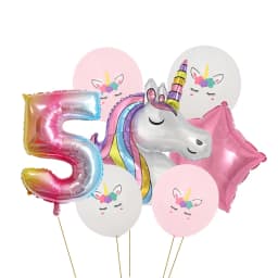 7pcs Rainbow Gradient Unicorn Party Balloon 32 inch Number Birthday Party Decorations Kids Unicorn Party Wedding Balloons