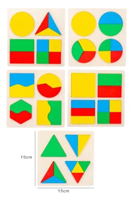 Baby Educational Montessori Early Learning Kids Colorful Geometric Shape Wooden Puzzle Enlightenment and Cognition Wooden Jigsaw