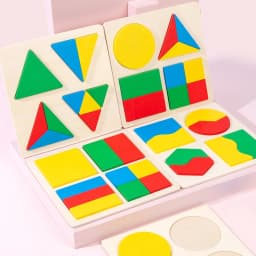 Baby Educational Montessori Early Learning Kids Colorful Geometric Shape Wooden Puzzle Enlightenment and Cognition Wooden Jigsaw