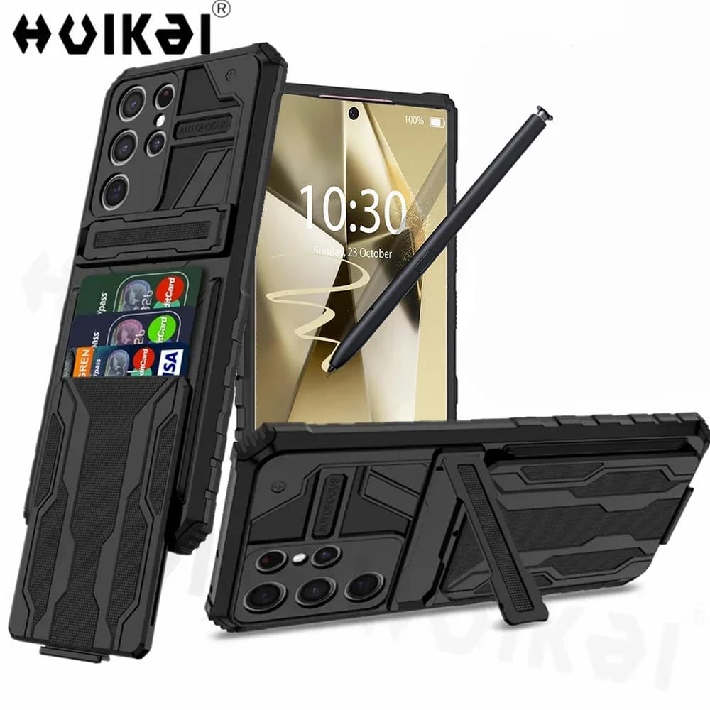 Case For Samsung Galaxy S25 Ultra S24 FE Note 20 Ultra A16 A55 A05S Wallet Card Flip Cover Protective Hybrid Stand Hard Case