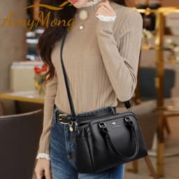 Multi-pocket Handbag Purses Genuine Cowhide Leather Shoulder Bag Luxury Designer Crossbody Messenger Sac Elegant Tote for Women