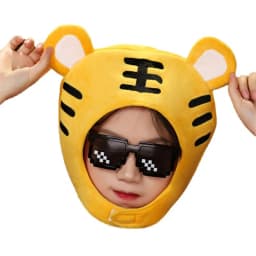 Chinese Zodiac Tiger Toy Hat Cap, Cartoon Animal Head Mascot Hats, Creative Kids Plush Hood, Children Party Toys Favors