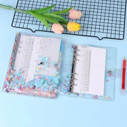 2026 A5 A6 Glitter Bead Shell Transparent Notebook Planner Organizer Binder Books Journal Spiral Personal Clear Shell