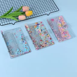2026 A5 A6 Glitter Bead Shell Transparent Notebook Planner Organizer Binder Books Journal Spiral Personal Clear Shell