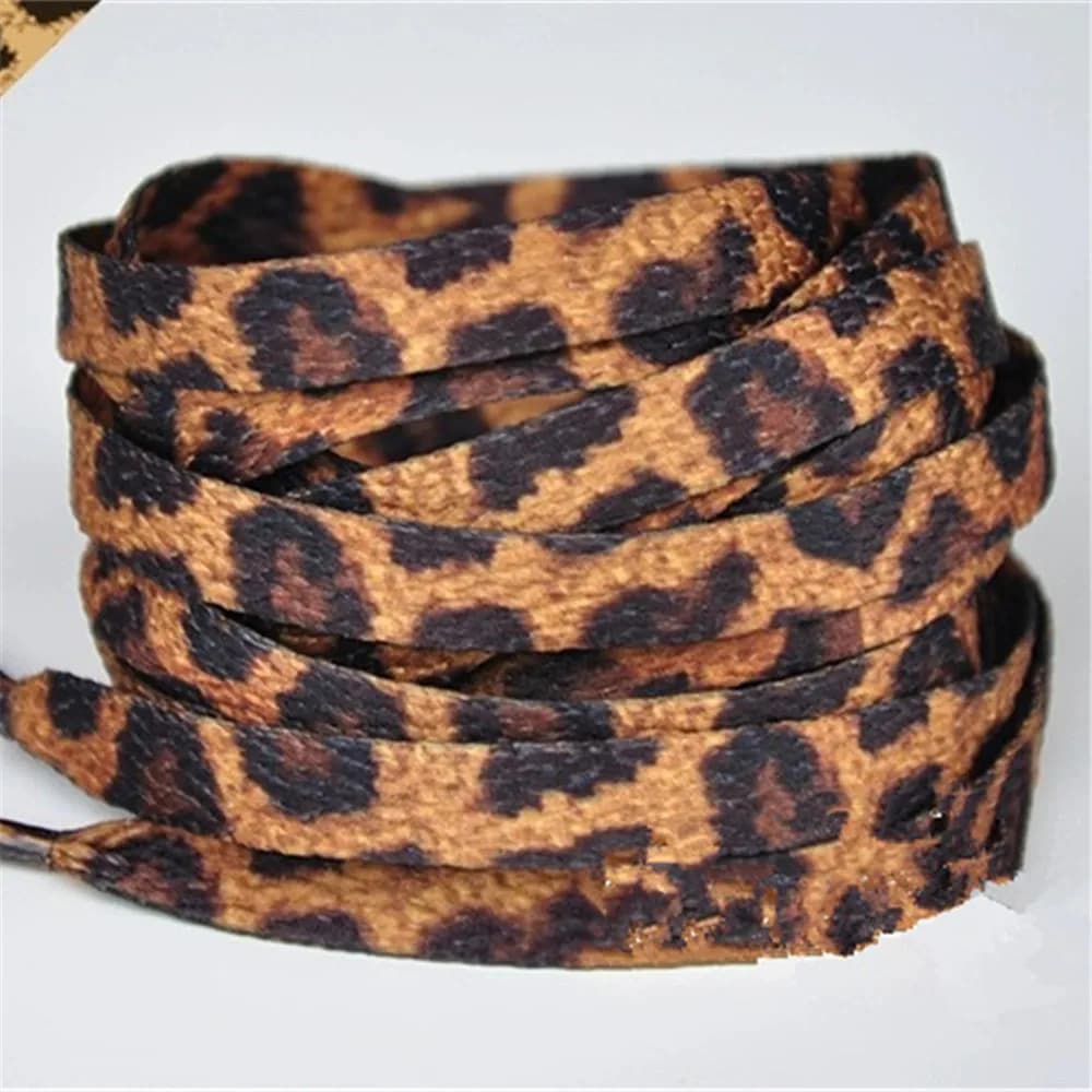 High Quality Newest Classic Leopard Pattern Shoe Laces High-top Canvas Sneakers Flat White Shoelaces Strings
