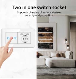 UBARO Crystal Glass Panel Touch Light Switch and European Standard Socket Combination Wall Panel Power Socket 220V Pop-Up Socket