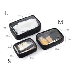 Black Transparent Travel Cosmetic Bag Fashion Waterproof TPU Toiletry Bag New Makeup Storage Bag Clear Zipper Cosmetic Bag