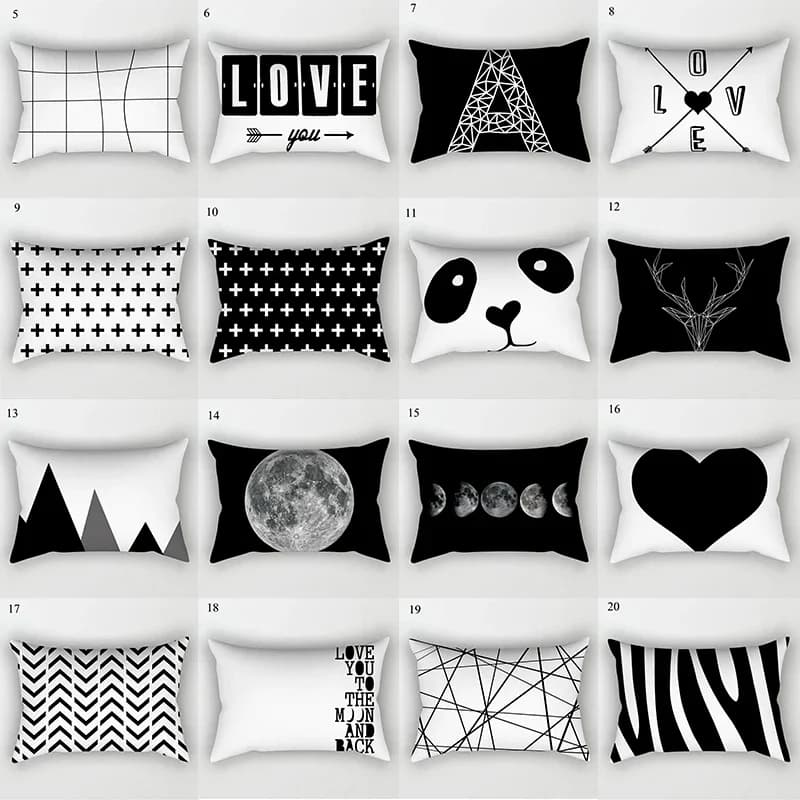 Black and White Pillowcase Decorative Cushion Cover Sofa