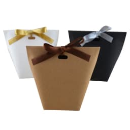 10/20Pcs Blank Kraft Paper Bag White Black Candy Bag Wedding Favors Gift Box Package Birthday Party Decoration Bags With Ribbon