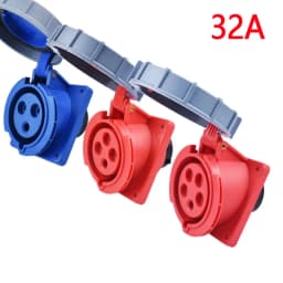 IP67 Waterproof Explosion-proof Industrial Plug and Socket 16A 32A 63A 125AInward Tilt Socket Panel Mounted 220V 380V 415V