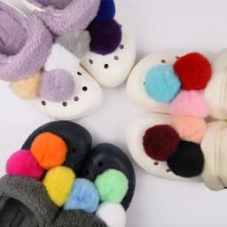 Single Sale Real Fur Pompom Fluffy Shoe Charms Multi-color Plush Ball Shoes Accessories Boys Girls Garden Sandals Decorations