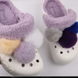 Single Sale Real Fur Pompom Fluffy Shoe Charms Multi-color Plush Ball Shoes Accessories Boys Girls Garden Sandals Decorations