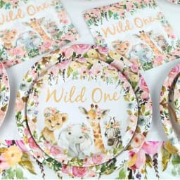 Pink Gold Animal Wild One Birthday Party Tableware Set Forest Decoration One Birthday Jungle Safari Party Supplies
