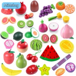 Simulation Magnetic Montessori Fruit Play House Strawberry Watermelon Banana Durian Seasoning Baking Toy Wooden Educational Toys