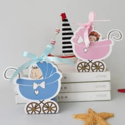 10/20/30pcs Laser Cut Stroller Candy Box Baby Carriage Favor Gift Box Baby Shower Bag With Ribbon Birthday Party Favor Supplies