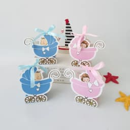 10/20/30pcs Laser Cut Stroller Candy Box Baby Carriage Favor Gift Box Baby Shower Bag With Ribbon Birthday Party Favor Supplies