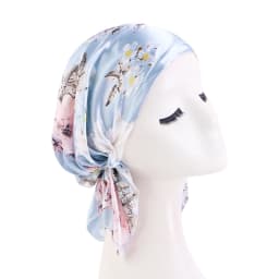 Satin Turban for Women Pre-tied Newly Fashion Printed Flowers Headband Cap Muslim Head Scarf Soft to Wear Ladies Hair Loss Cover