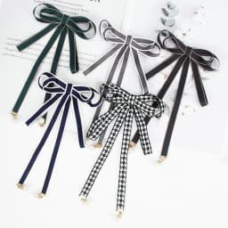 Pearl Ribbon Brooch Pin Women Bow Tie Vintage School Girl White Collar Jewelry Bowknot Shirts Necktie Candy Color Red Butterfly