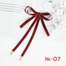 Pearl Ribbon Brooch Pin Women Bow Tie Vintage School Girl White Collar Jewelry Bowknot Shirts Necktie Candy Color Red Butterfly