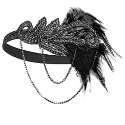 1920s Headpiece Hair Accessories For Women Vintage Black Feather Flapper Headband Great Gatsby Party Jewelry Forehead Decoration