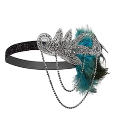 1920s Headpiece Hair Accessories For Women Vintage Black Feather Flapper Headband Great Gatsby Party Jewelry Forehead Decoration