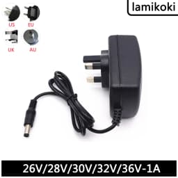 British Regulation 220V To DC 26V 28V 30V 32V 36V Power Adapter Charger 1A 1000Ma Three Plug British Standard