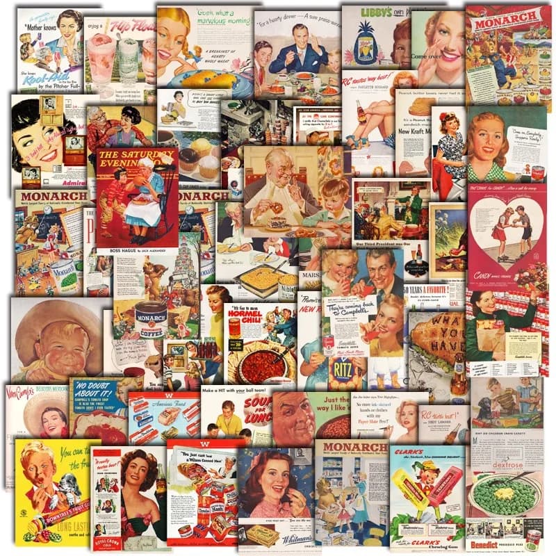 10/30/50PCS Vintage Poster Sticker DIY Phone Laptop Luggage Skateboard Graffiti Decals Fun for Kid Gift
