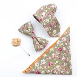 New Colorful Cotton Floral Men Tie Brooch Set Pink White Yellow Necktie Bowtie Suit Vintage For Groom Business Wedding Party