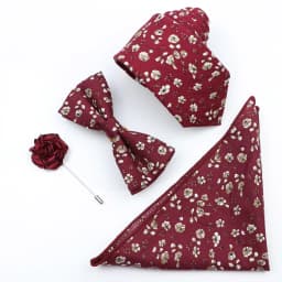 New Colorful Cotton Floral Men Tie Brooch Set Pink White Yellow Necktie Bowtie Suit Vintage For Groom Business Wedding Party