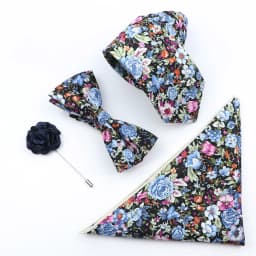New Colorful Cotton Floral Men Tie Brooch Set Pink White Yellow Necktie Bowtie Suit Vintage For Groom Business Wedding Party