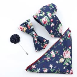 New Colorful Cotton Floral Men Tie Brooch Set Pink White Yellow Necktie Bowtie Suit Vintage For Groom Business Wedding Party