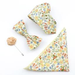 New Colorful Cotton Floral Men Tie Brooch Set Pink White Yellow Necktie Bowtie Suit Vintage For Groom Business Wedding Party