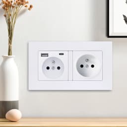 EIOMR French Wall USB Double Socket 16A 5V 2100mA with USB Ports Electrical Sockets 146MM*86MM EU Standard Type C Power Outlet