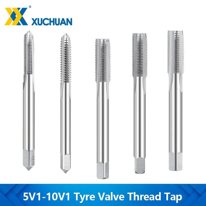 Tyre Valve Thread Tap 5V1 5V2 8V1 8V2 10V1 Right Cutting Straight Fluted Taps Screw Thread Tap Hand Tools