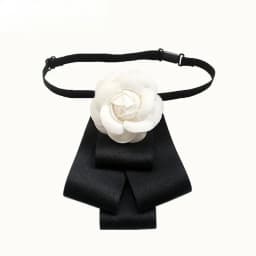 Camellia Bow Tie Brooch for Women's and Girl Suits White Shirt Collar Flower British Korean Fashion Handmade Ribbon Bowtie Pins