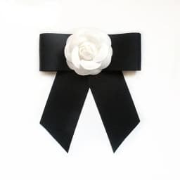 Camellia Bow Tie Brooch for Women's and Girl Suits White Shirt Collar Flower British Korean Fashion Handmade Ribbon Bowtie Pins