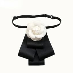 Camellia Bow Tie Brooch for Women's and Girl Suits White Shirt Collar Flower British Korean Fashion Handmade Ribbon Bowtie Pins
