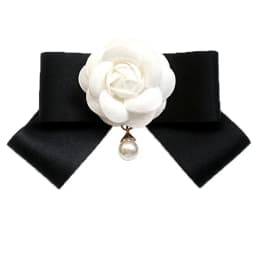 Camellia Bow Tie Brooch for Women's and Girl Suits White Shirt Collar Flower British Korean Fashion Handmade Ribbon Bowtie Pins
