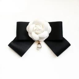 Camellia Bow Tie Brooch for Women's and Girl Suits White Shirt Collar Flower British Korean Fashion Handmade Ribbon Bowtie Pins