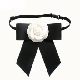 Camellia Bow Tie Brooch for Women's and Girl Suits White Shirt Collar Flower British Korean Fashion Handmade Ribbon Bowtie Pins