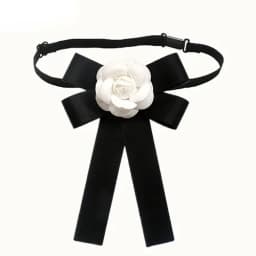 Camellia Bow Tie Brooch for Women's and Girl Suits White Shirt Collar Flower British Korean Fashion Handmade Ribbon Bowtie Pins