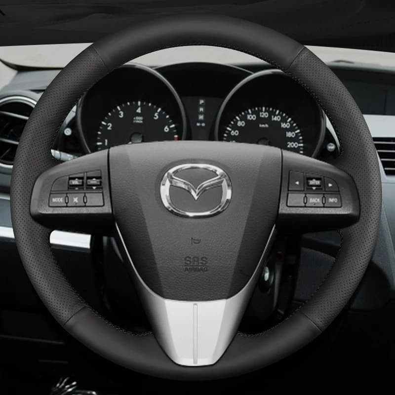 Custom Car Steering Wheel Braid Cover Breathable Genuine Leather 100% Fit For MAZDA 3 2011-2015 CX-7 CX-9 Mazda 5 2011 2012 2013