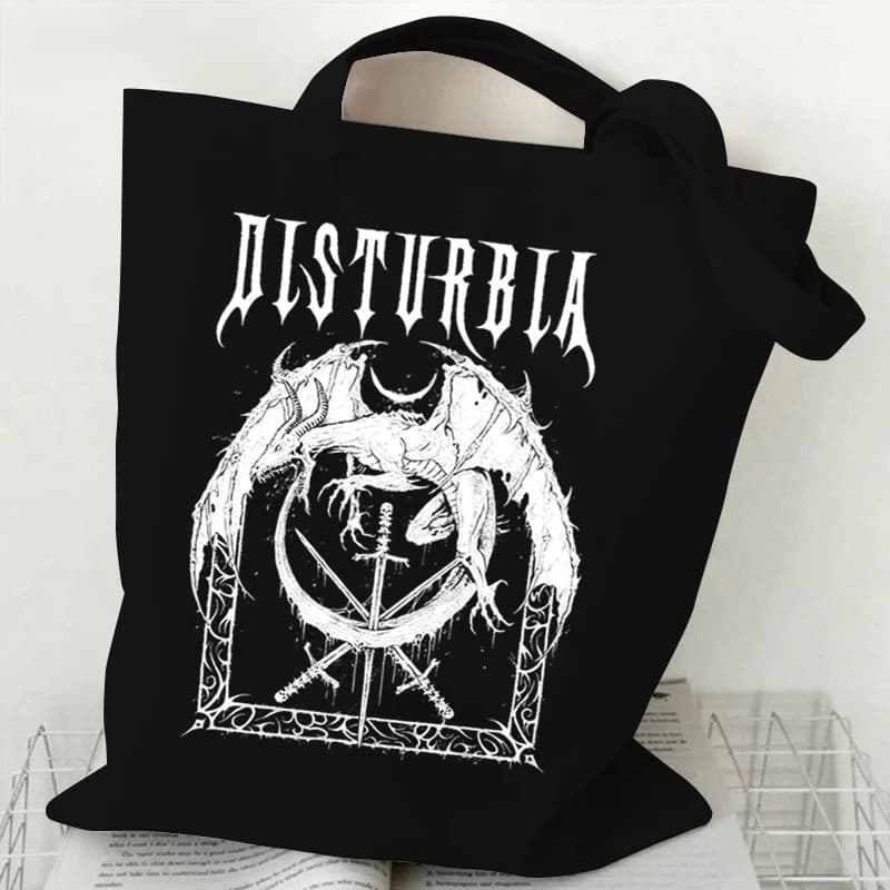 Gothic Style Shoulder Bag 2022 Vintage Shopping Tote Bags Canvas Harajuku Women's Large Capacity Handbags Casual Fashion Bags